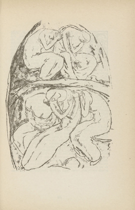 Willi Geiger. Untitled (Women Seeking Shelter) (plate, [p. 325]) from the periodical  Zeit-Echo. Ein Kriegs-Tagebuch der K&uuml;nstler, vol. 1, no. 21 (Aug 1915). 1915