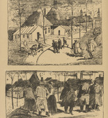 Rudolf Grossmann. Hospital Barracks in Berlin (Berliner Baracken-Lazarett) (in-text plate, p. 52) from the periodical Kriegszeit. K&uuml;nstlerflugbl&auml;tter, vol. 1, no. 13 (18 Nov 1914). 1914