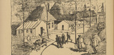 Rudolf Grossmann. Hospital Barracks in Berlin (Berliner Baracken-Lazarett) (in-text plate, p. 52) from the periodical Kriegszeit. K&uuml;nstlerflugbl&auml;tter, vol. 1, no. 13 (18 Nov 1914). 1914