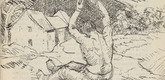 Adolf Ferdinand Schinnerer. Untitled (Man Sitting in Front of Landscape) (plate, [p. 331]) from the periodical  Zeit-Echo. Ein Kriegs-Tagebuch der K&uuml;nstler, vol. 1, no. 22 (Sept 1915). 1915