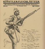 Max Liebermann. Germany's Battle Song (Deutschlands Fahnenlied) (in-text plate, p. 55) from the periodical Kriegszeit. K&uuml;nstlerflugbl&auml;tter, vol. 1, no. 14 (25 Nov 1914). 1914