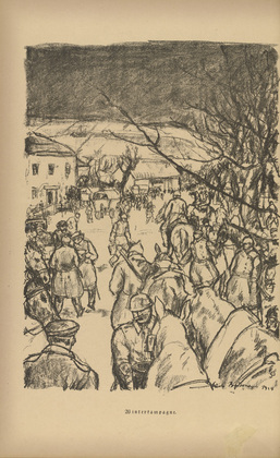 Erich B&uuml;ttner. Winter Campaign (Winterkampagne) (plate, p. 56) from the periodical Kriegszeit. K&uuml;nstlerflugbl&auml;tter, vol. 1, no. 14 (25 Nov 1914). 1914
