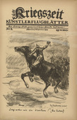 Max Liebermann. Now We Will Thrash Them (Jetzt wollen wir sie dreschen) (in-text plate, p. 5) from the periodical Kriegszeit. K&uuml;nstlerflugbl&auml;tter, vol. 1, no. 2 (7 Sept 1914). 1914