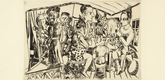 Max Beckmann. Behind the Scenes (Hinter den Kulissen) for the portfolio Annual Fair (Jahrmarkt). (1921)
