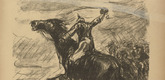 Max Liebermann. Now We Will Thrash Them (Jetzt wollen wir sie dreschen) (in-text plate, p. 5) from the periodical Kriegszeit. K&uuml;nstlerflugbl&auml;tter, vol. 1, no. 2 (7 Sept 1914). 1914