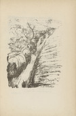 Walther Teutsch. Untitled (Trail in the Barrage) (plate, [p. 345]) from the periodical  Zeit-Echo. Ein Kriegs-Tagebuch der K&uuml;nstler, vol. 1, no. 23/24 (Sept 1915). 1915