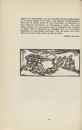 Max Unold. Untitled (Execution) (tailpiece, p. 22) from the periodical  Zeit-Echo. Ein Kriegs-Tagebuch der K&uuml;nstler, vol. 1, no. 2 (Sept 1914). 1914