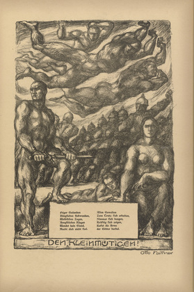 Otto Hettner. To the Fainthearted Ones (Den Kleinm&uuml;tigen) (plate, p. 61) from the periodical Kriegszeit. K&uuml;nstlerflugbl&auml;tter, vol. 1, no. 15 (2 Dec 1914). 1914