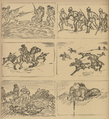 Alexander Kolde. Sketches from the Field (Skizzen aus dem Feld) (in-text plate, p. 62) from the periodical Kriegszeit. K&uuml;nstlerflugbl&auml;tter, vol. 1, no. 15 (2 Dec 1914). 1914