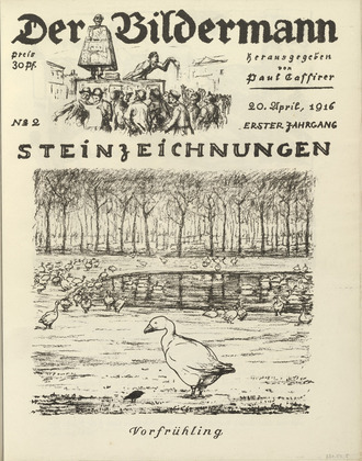 August Gaul. Early Spring (Vorfr&uuml;hling) (front cover, folio 4) from the periodical Der Bildermann, vol. 1, no. 2 (Apr 1916). 1916