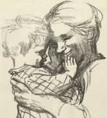 K&auml;the Kollwitz. Mother with a Child in her Arms (Mutter mit Kind auf dem Arm) (plate, folio 5) from the periodicial Der Bildermann, vol. 1, no. 2 (Apr 1916). 1916