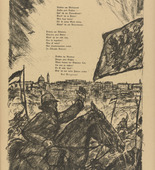 Erich B&uuml;ttner. Cavalry Song (Reiterlied) (plate, p. 65) from the periodical Kriegszeit. K&uuml;nstlerflugbl&auml;tter, vol. 1, no. 16 (9 Dec 1914). 1914