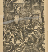 Hans Baluschek. Messenger of Victory on the Public Clock (Der Siegesbote auf der Normaluhr) (plate, p. 6) from the periodical Kriegszeit. K&uuml;nstlerflugbl&auml;tter, vol. 1, no. 2 (7 Sept 1914). 1914