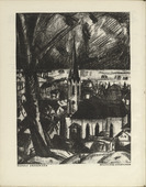 Rudolf Grossmann. German Town (Deutsches St&auml;dtchen) (plate, folio 6 verso) from the periodical Der Bildermann, vol. 1, no. 3 (May 1916). 1916