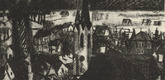 Rudolf Grossmann. German Town (Deutsches St&auml;dtchen) (plate, folio 6 verso) from the periodical Der Bildermann, vol. 1, no. 3 (May 1916). 1916