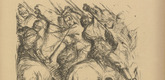Georg Greve-Lindau. Cavalry Battle (Reitergefecht) (in-text plate, p. 67) from the periodical Kriegszeit. K&uuml;nstlerflugbl&auml;tter, vol. 1, no. 17 (16 Dec 1914). 1914