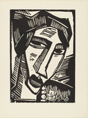 Karl Schmidt-Rottluff. Woman's Head (plate 22) from the illustrated book Deutsche Graphiker der Gegenwart (German Printmakers of Our Time). 1920 (print executed in 1916)