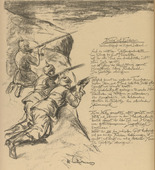 Max Liebermann. War on Earth (Krieg auf Erden) (plate, p. 74) from the periodical Kriegszeit. K&uuml;nstlerflugbl&auml;tter, vol. 1, no. 18/19 (24 Dec 1914). 1914