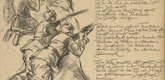 Max Liebermann. War on Earth (Krieg auf Erden) (plate, p. 74) from the periodical Kriegszeit. K&uuml;nstlerflugbl&auml;tter, vol. 1, no. 18/19 (24 Dec 1914). 1914