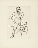 Max Beckmann. Standing Male Nude with Glasses (Stehender m&auml;nnlicher Akt mit Brille). (1919, published 1920)