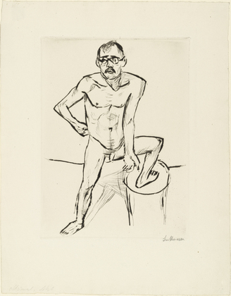 Max Beckmann. Standing Male Nude with Glasses (Stehender m&auml;nnlicher Akt mit Brille). (1919, published 1920)