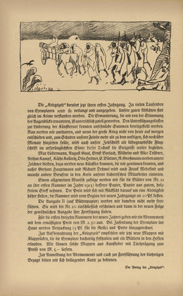 Rudolf Grossmann. Untitled (headpiece, p. 76) from the periodical Kriegszeit. K&uuml;nstlerflugbl&auml;tter , vol. 1, no. 18/19 (24 Dec 1914). 1914
