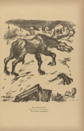 Otto Hettner. The Horse of Hell (Das H&ouml;llenpferd) (plate, p. 77) from the periodical Kriegszeit. K&uuml;nstlerflugbl&auml;tter, vol. 1, no. 18/19 (24 Dec 1914). 1914