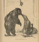 August Gaul. Under the Mistletoe (Unter dem Mistelzweig) (in-text plate, p. 78) from the periodical Kriegszeit. K&uuml;nstlerflugbl&auml;tter, vol. 1, no. 18/19 (24 Dec 1914). 1914