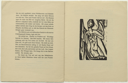 Ernst Ludwig Kirchner. Dying Old Maid (Sterbendes altes Fr&auml;ulein) (plate, inside back cover) from Das Stiftsfr&auml;ulein und der Tod (The Canoness and Death). 1913