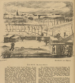 Rudolf Grossmann. Suburb in the Snow (Vorstadt im Schnee) (headpiece, p. 80) from the periodical Kriegszeit. K&uuml;nstlerflugbl&auml;tter, vol. 1, no. 20 (30 Dec 1914). 1914