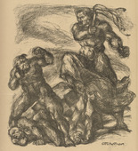Otto Hettner. The War Year (Das Kriegsjahr) (in-text plate, p. 82) from the periodical Kriegszeit. K&uuml;nstlerflugbl&auml;tter, vol. 1, no. 20 (30 Dec 1914). 1914