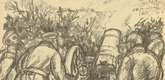 Erich B&uuml;ttner. Artillery Behind the Dunes (Artillerie hinter den D&uuml;nen) (plate, p. 84) from the periodical Kriegszeit. K&uuml;nstlerflugbl&auml;tter, vol. 1, no. 21 (6 Jan 1915). 1915