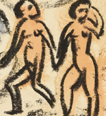 Max Pechstein. Four Nudes at the Sea for the illustrated book The Samland Ode (Vier Akte am Meer f&uuml;r das illustrierte Buch Die Saml&auml;ndische Ode). 1917