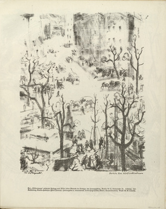Wilhelm Wagner. On the Kurf&uuml;rstendamm, Berlin (Berlin, Am Kurf&uuml;rstendamm) (plate, folio 15) from the periodical Der Bildermann, vol. 1, no. 7 (July 1916). 1916