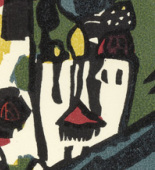 Vasily Kandinsky. The Archer (Bogensch&uuml;tze) (plate facing page 14) from Onze Peintres (Eleven Painters): Taeuber, Kandinsky, Leuppi, Vordemberge, Arp, Delaunay, Schwitters, Kiesler, Morris, Magnelli, Ernst. 1949 (executed 1908-1909, reprinted posthumously).