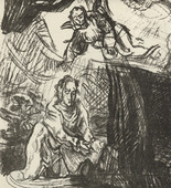 Oskar Kokoschka. Christ on the Mount of Olives (Christus am &Ouml;lberg) (plate, folio 15 verso) from the periodical Der Bildermann, vol. 1, no. 7 (Jul 1916). 1916