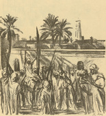 M. May. The Flag of the Prophet (Die Fahne des Propheten) (in-text plate, p. 87) from the periodical Kriegszeit. K&uuml;nstlerflugbl&auml;tter, vol. 1, no. 22 (13 Jan 1915). 1915