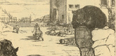 August Gaul. Bullet-Riddled Farmstead (Zerschossenes Geh&ouml;ft) (plate, p. 93) from the periodical Kriegszeit. K&uuml;nstlerflugbl&auml;tter, vol. 1, no. 23 (20 Jan 1915). 1915