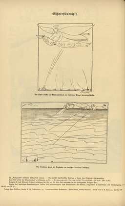 Otto Hundt. Misunderstandings (Mi&szlig;verst&auml;ndnisse)  (2 Cartoons) (in-text plates, p. 94) from the periodical Kriegszeit. K&uuml;nstlerflugbl&auml;tter, vol. 1, no. 23 (20 Jan 1915). 1915