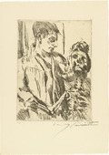 Lovis Corinth. Death and the Youth (Tod und J&uuml;ngling) from Dance of Death (Totentanz). (1921, published 1922)