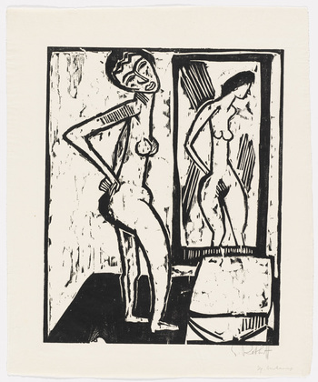 Karl Schmidt-Rottluff. Girl before a Mirror (M&auml;dchen vor dem Spiegel). 1914, published 1919