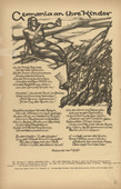 Otto Hettner. Germany to Her Children (Germania an ihre Kinder) (headpiece, p. 8) from the periodical Kriegszeit. K&uuml;nstlerflugbl&auml;tter, vol. 1, no. 2 (7 Sept 1914). 1914
