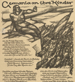Otto Hettner. Germany to Her Children (Germania an ihre Kinder) (headpiece, p. 8) from the periodical Kriegszeit. K&uuml;nstlerflugbl&auml;tter, vol. 1, no. 2 (7 Sept 1914). 1914