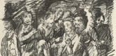Oskar Kokoschka. Christ Crowned with Thorns (Christi Dornenkr&ouml;nung) (plate, folio 19 verso) from the periodical Der Bildermann, vol. 1, no. 9 (Aug 1916). 1916