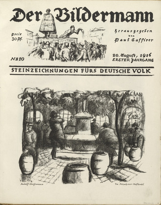 Rudolf Grossmann. In the Munich Hofbr&auml;u (Im M&uuml;nchner Hofbr&auml;u) (front cover, folio 20) from the periodical Der Bildermann, vol. 1, no. 10 (Aug 1916). 1916