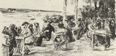 Max Liebermann. At the Elbe (An der Elbe) (plate, folio 21 verso) from the periodical Der Bildermann, vol. 1, no. 10 (Aug 1916). 1916