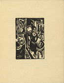 Ernst Ludwig Kirchner. Canoness at the Sewing Table (Stiftsfr&auml;ulein am N&auml;htisch) (plate, folio 2) from Das Stiftsfr&auml;ulein und der Tod (The Canoness and Death). 1913