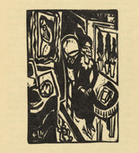 Ernst Ludwig Kirchner. Canoness at the Sewing Table (Stiftsfr&auml;ulein am N&auml;htisch) (plate, folio 2) from Das Stiftsfr&auml;ulein und der Tod (The Canoness and Death). 1913