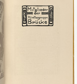 Ernst Ludwig Kirchner. Members of the Br&uuml;cke Artists' Group (Titelvignette) [Mitglieder der K&uuml;nstlergruppe Br&uuml;cke (title vignette)] (plate, folio 16 verso) from KG Br&uuml;cke. 1910 (print executed 1907)
