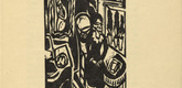 Ernst Ludwig Kirchner. Canoness at the Sewing Table (Stiftsfr&auml;ulein am N&auml;htisch) (plate, folio 2) from Das Stiftsfr&auml;ulein und der Tod (The Canoness and Death). 1913